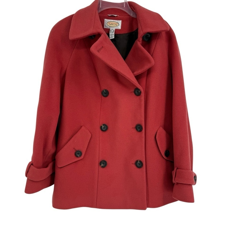 Talbots Womens Wool Coat Size 6 Rust Red Lined Double Breasted Winter Heavy